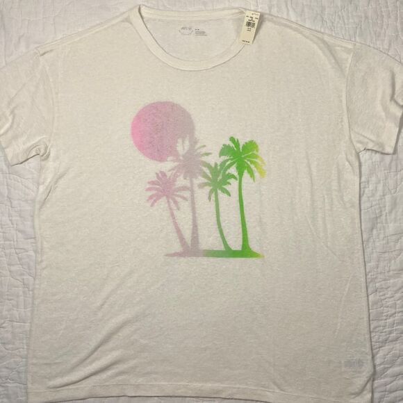 NWT Aerie Palm Trees Linen Blend T-Shirt size Medium - Picture 3 of 10